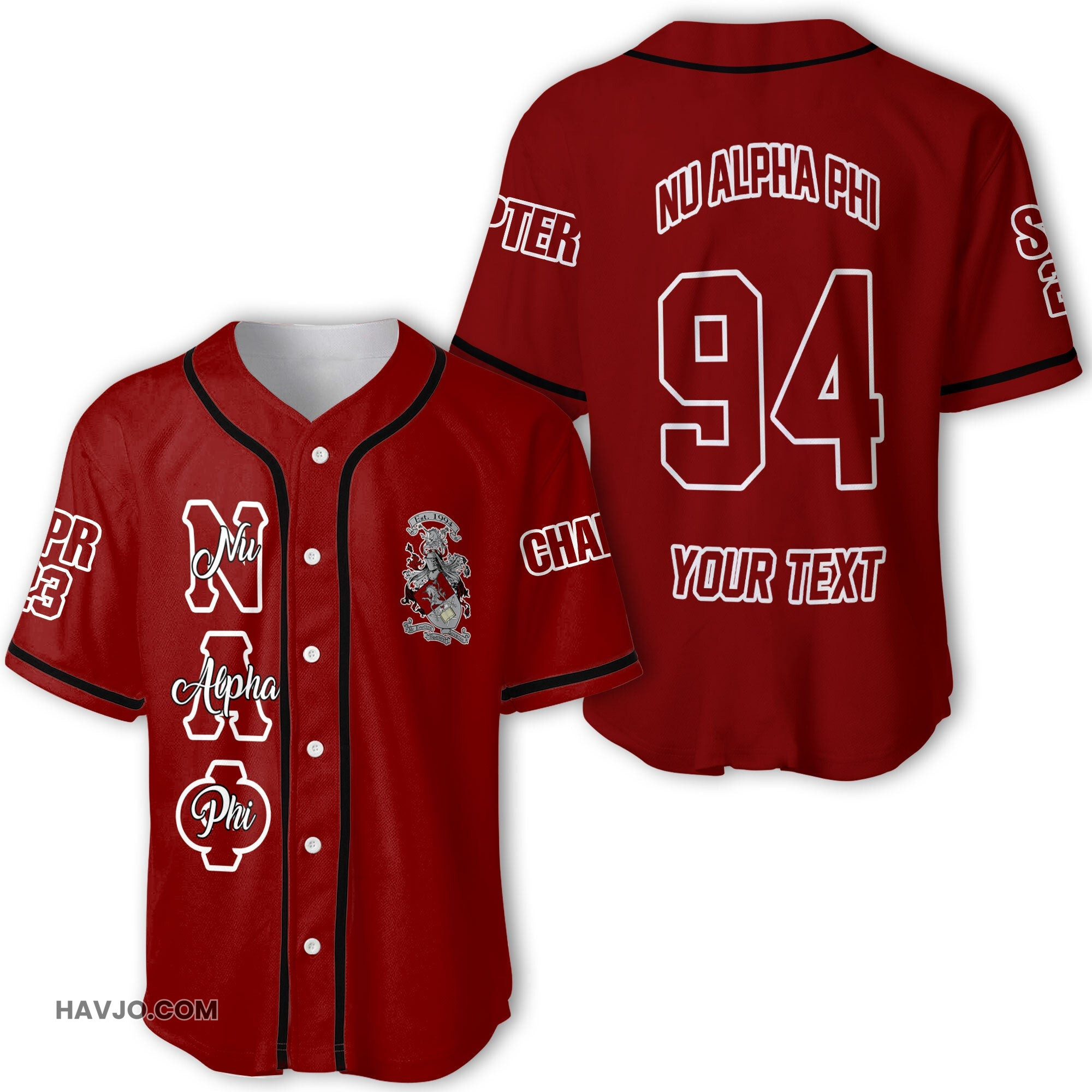 Fraternity Personalized Nu Alpha Phi Original Maroon Style Baseball Jersey