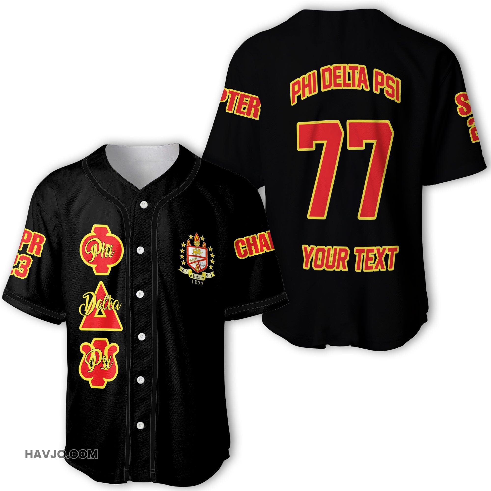 Fraternity Personalized Phi Delta Psi Original Dark Style Baseball Jersey