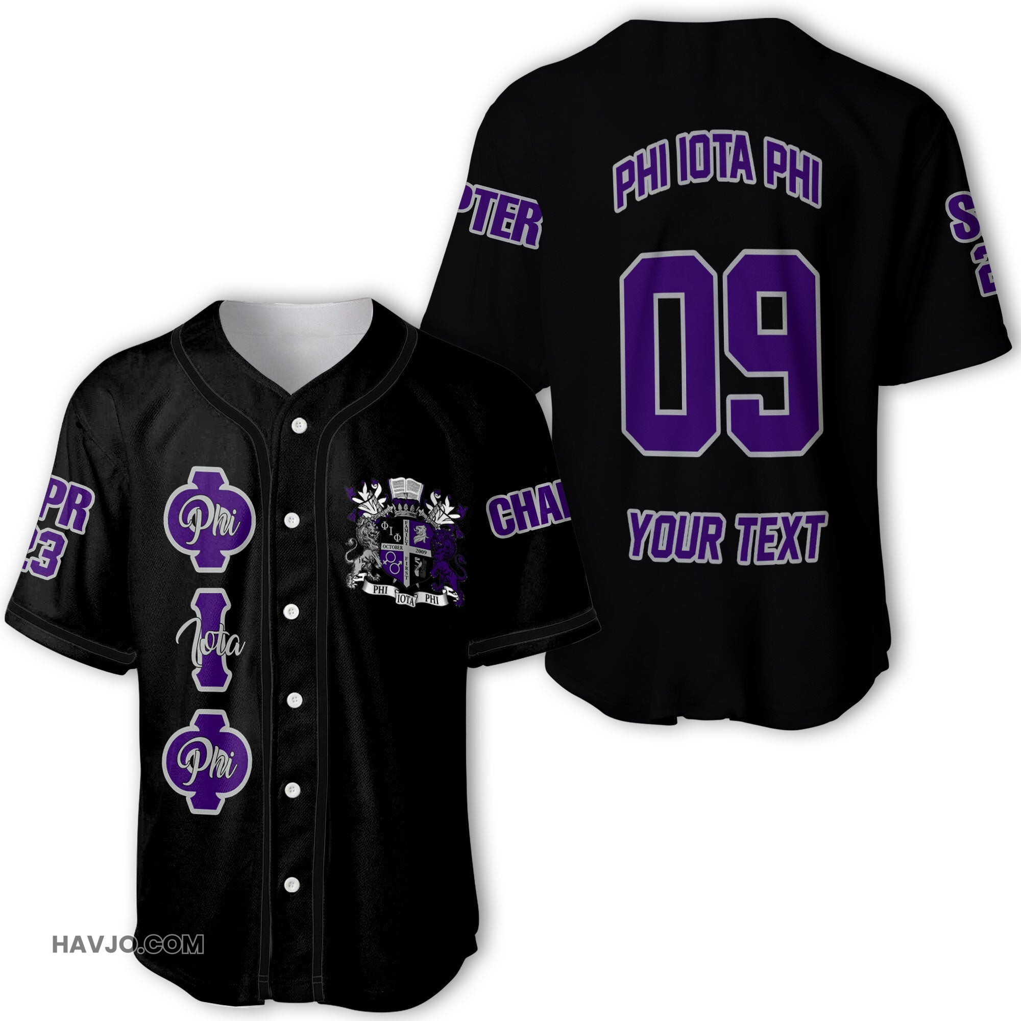 Fraternity Personalized Phi Iota Phi Original Dark Style Baseball Jersey