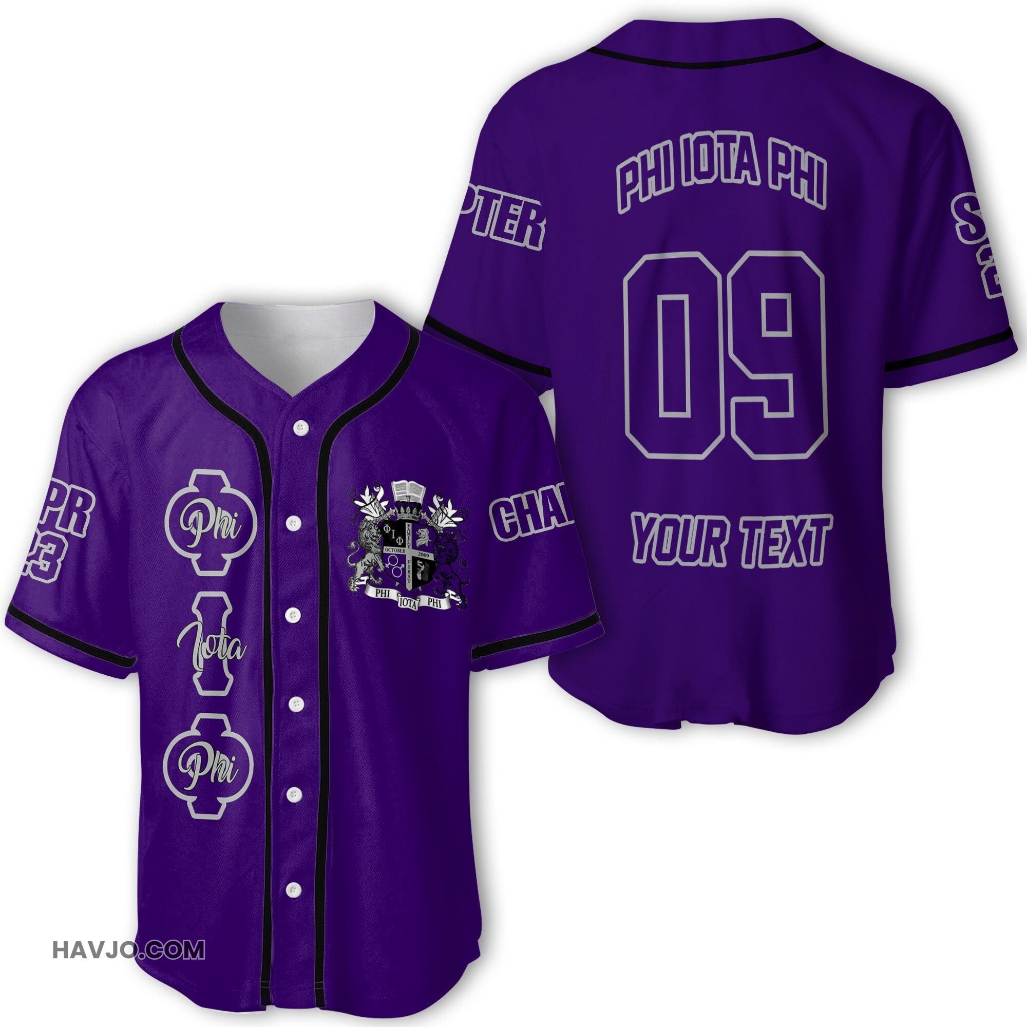 Fraternity Personalized Phi Iota Phi Original Purple Style Baseball Jersey