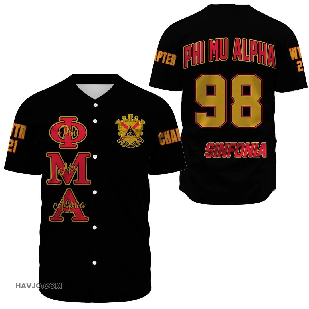 Fraternity Personalized Phi Mu Alpha Baseball Jersey