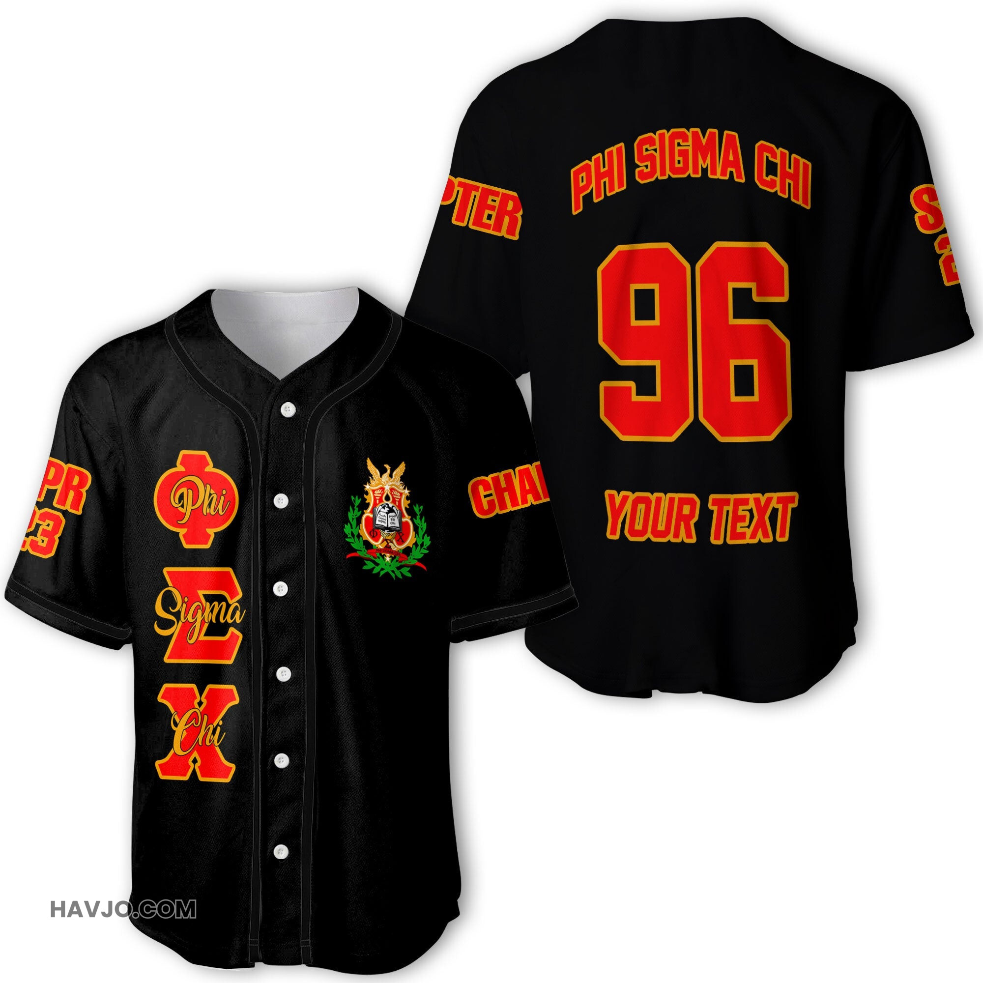 Fraternity Personalized Phi Sigma Chi Original Dark Style Baseball Jersey