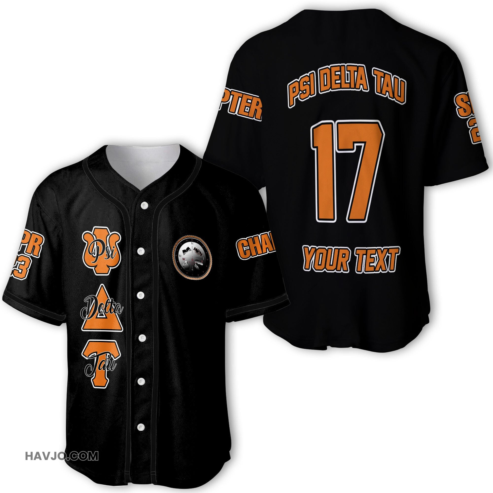Fraternity Personalized Psi Delta Tau Original Dark Style Baseball Jersey