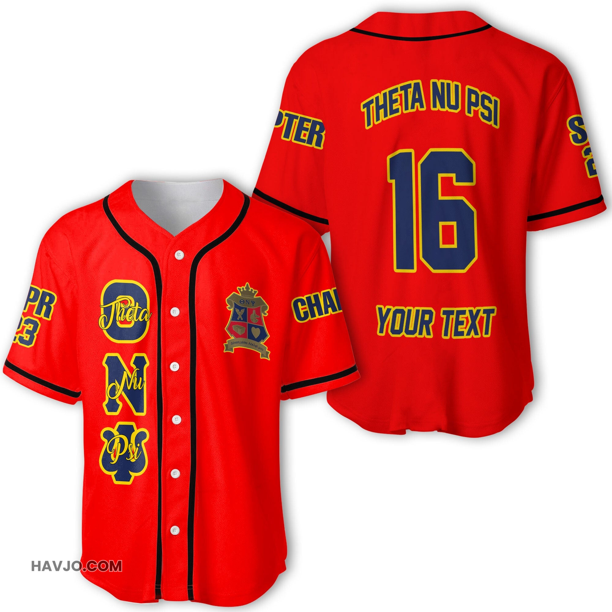 Fraternity Personalized Theta Nu Psi Original Red Style Baseball Jersey