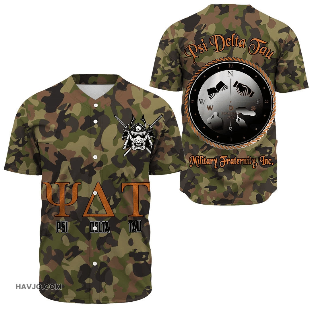 Fraternity Psi Delta Tau Camo Baseball Jersey