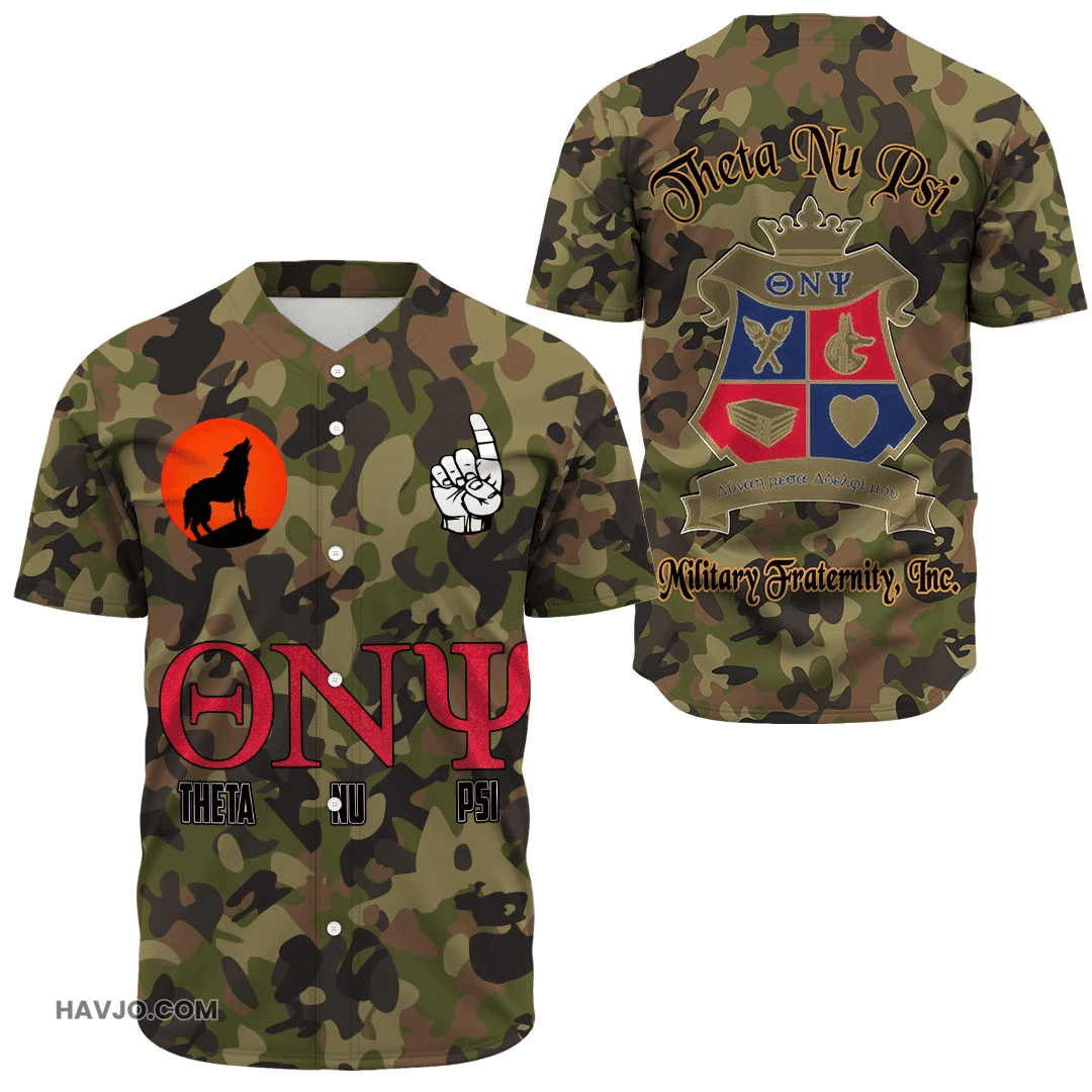 Fraternity Theta Nu Psi Camo Baseball Jersey