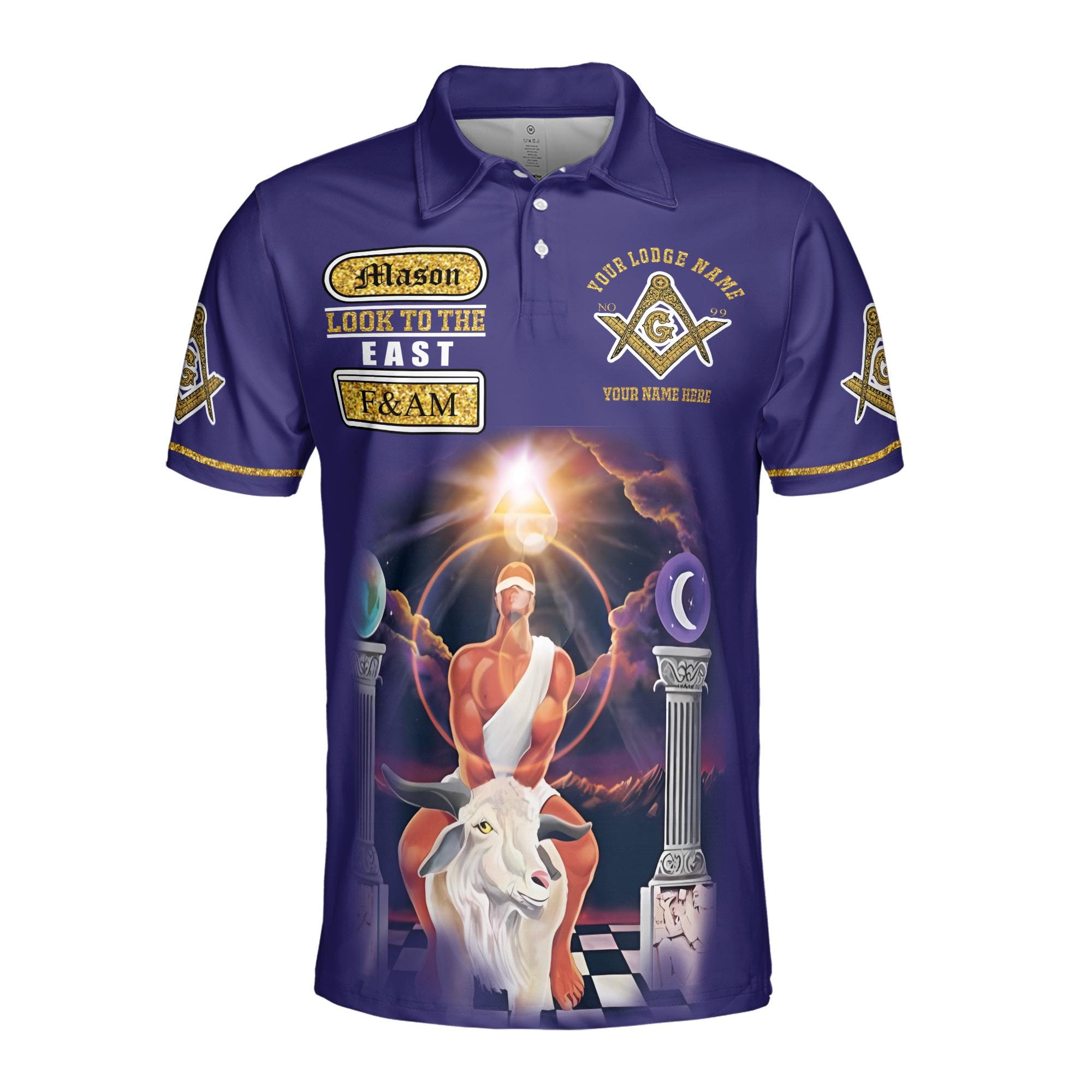 Alternative view of Freemason Prince Hall Masonic Medieval Astral Men's Polo Shirt