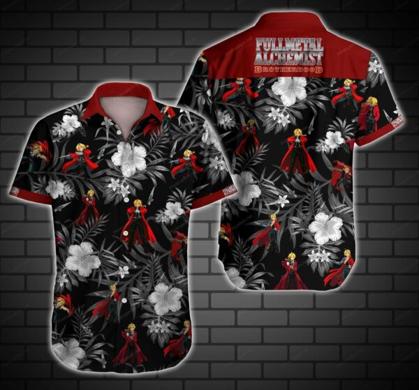 Fullmetal Alchemnist Brotherhood Tropical Flower Hawaiian Shirt Tropical Aloha Button Up