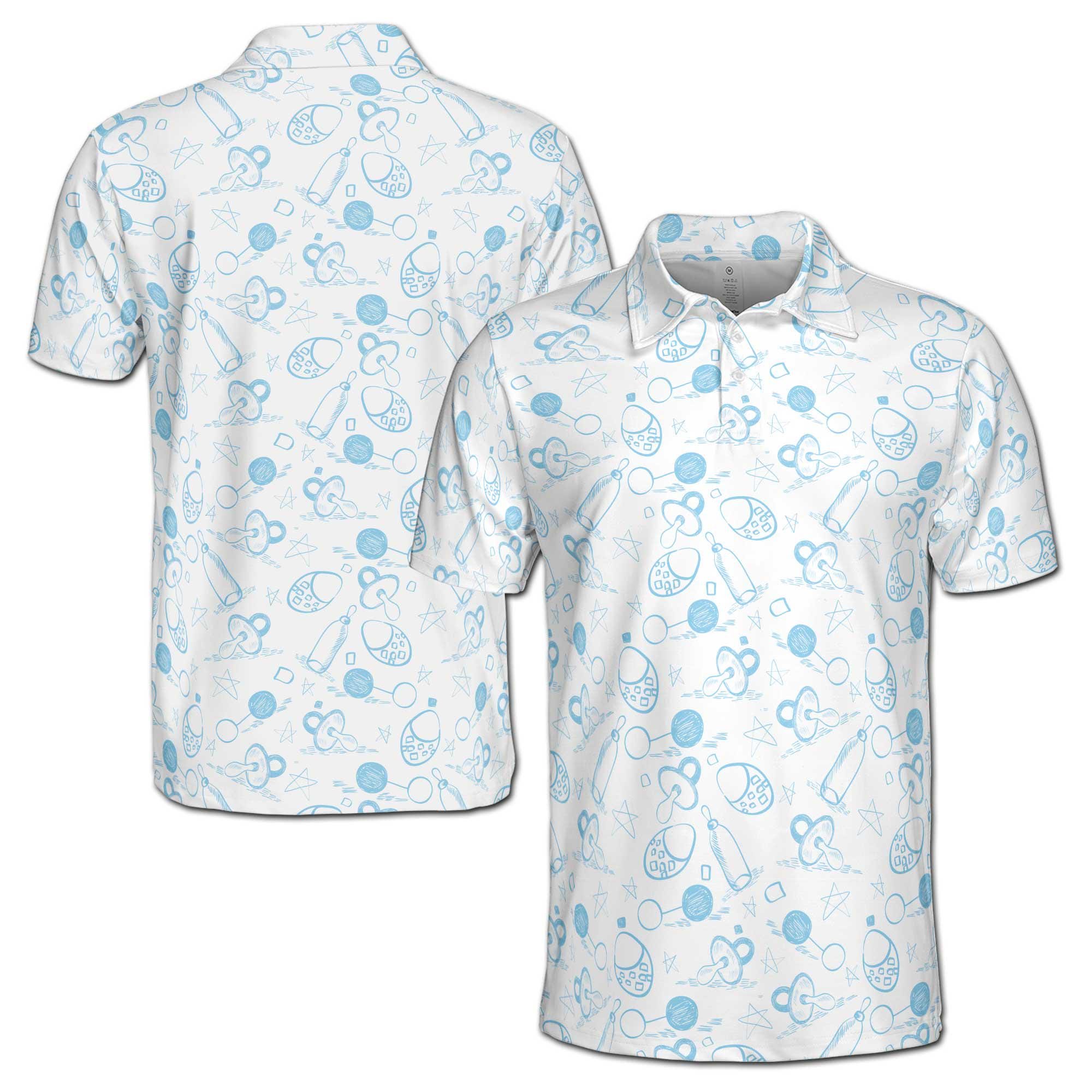 Alternative view of Funny Baby Pacifiers and Bottles Baby Reveal Day Men's Polo Shirt