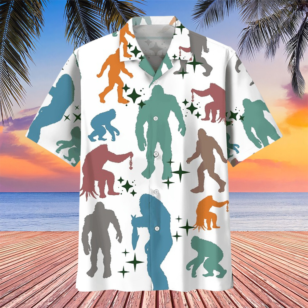 Funny Bigfoot Hawaiian Shirt Sasquatch Fisherman Apparel Gifts For Bigfoot Lovers