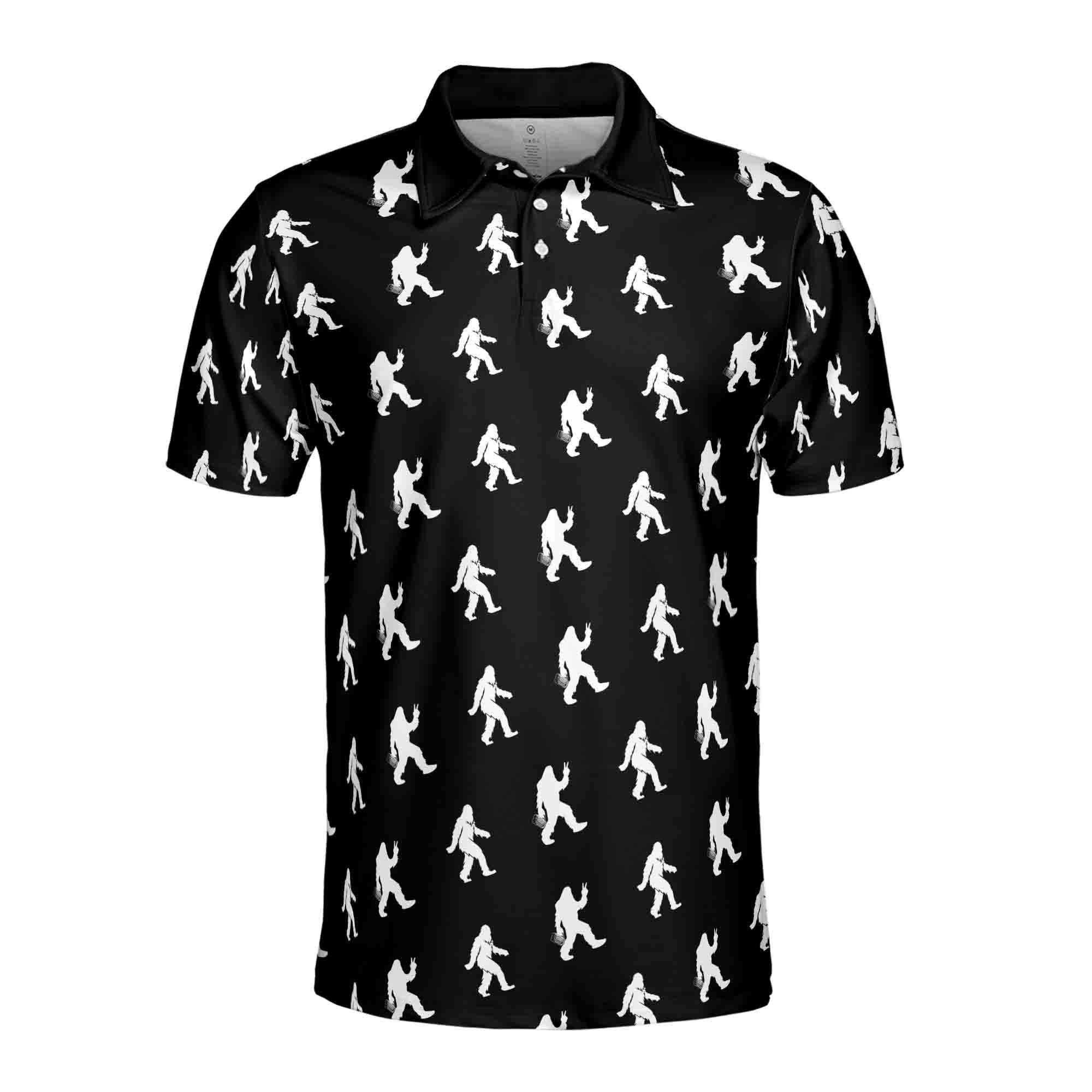 Alternative view of Funny Bigfoot Sasquatch Silhouette Golf Men's Polo Shirt