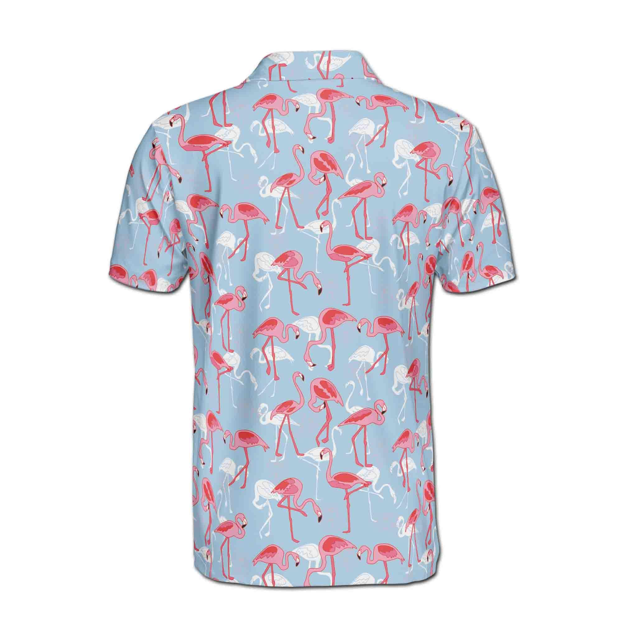 Funny Colorful Flamingo Golf Men's Polo Shirt - Image 3
