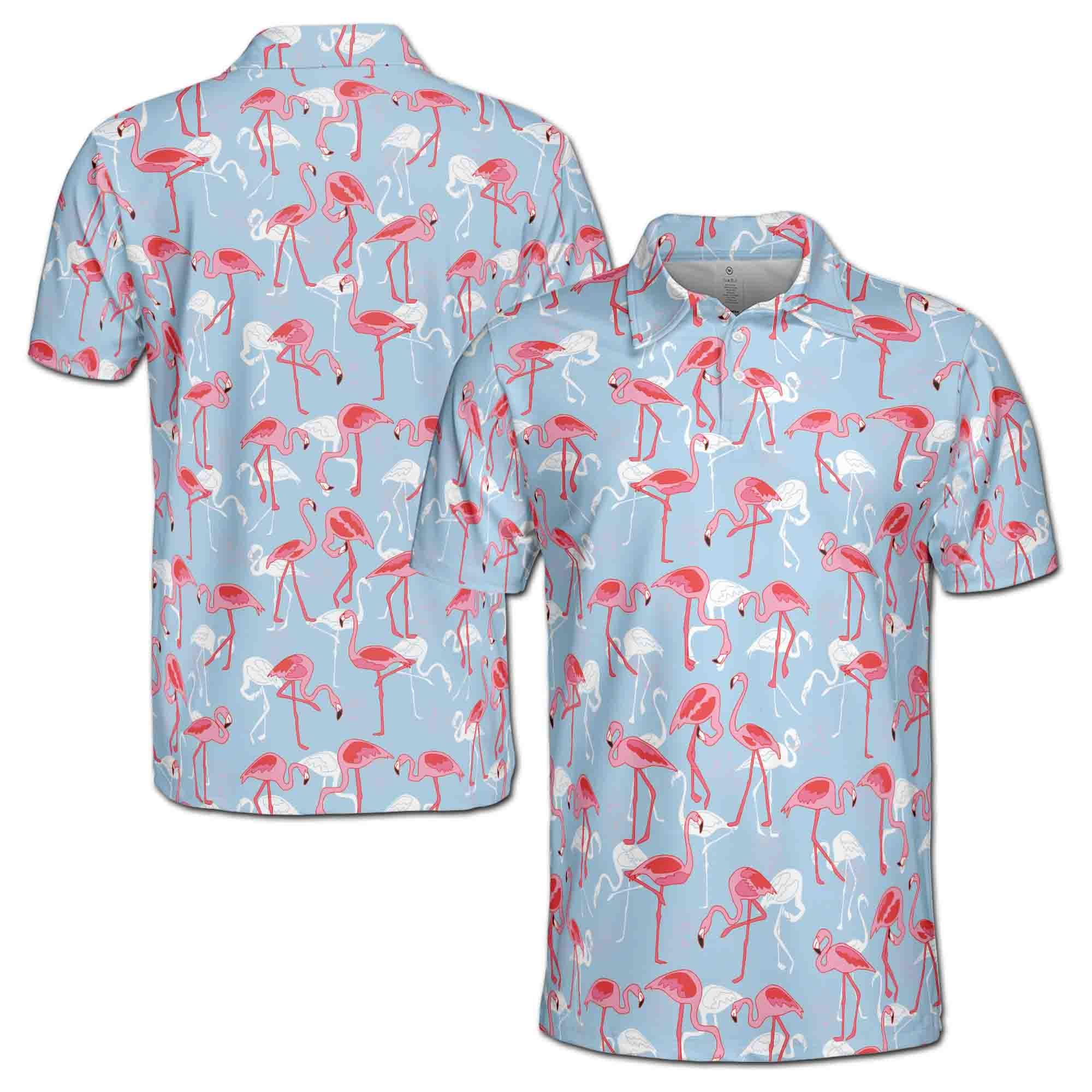 Funny Colorful Flamingo Golf  Men's Polo Shirt