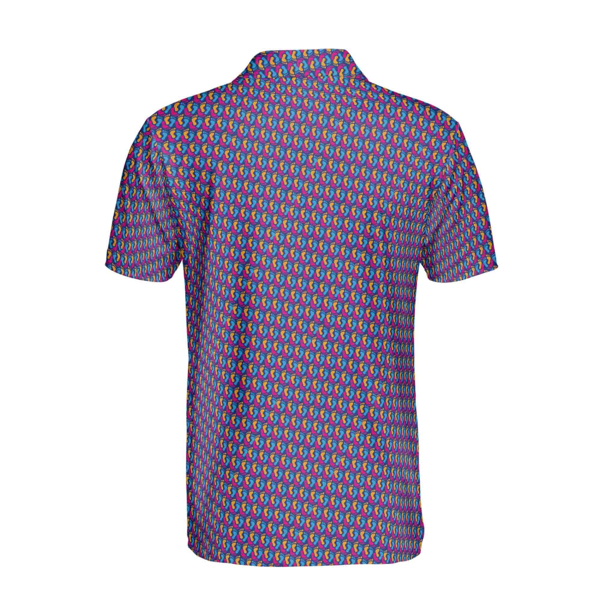 Funny Colorful Footprints Gift Golf Men's Polo Shirt - Image 3