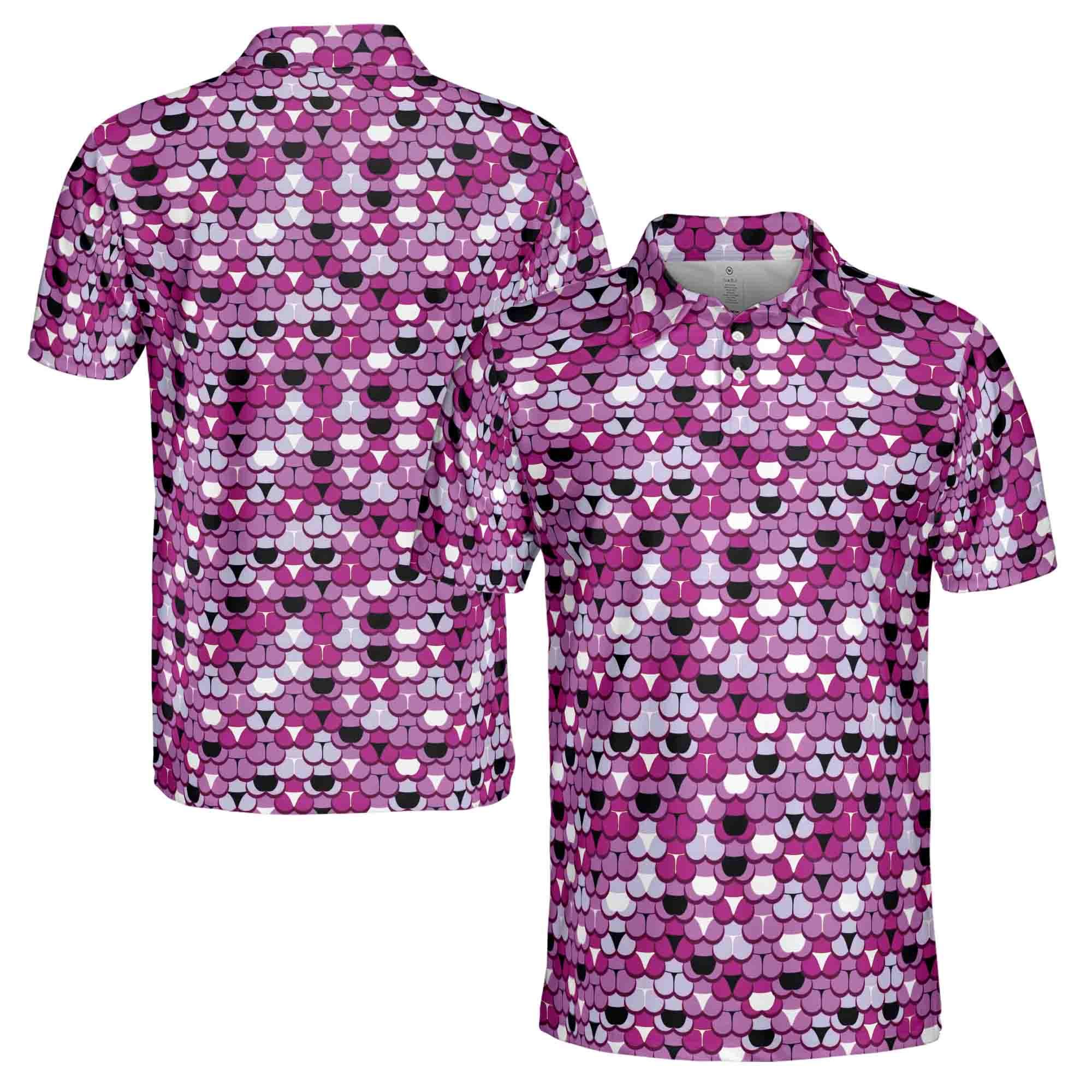Funny Cute Lady Purple Panties Pattern Golf Men's Polo Shirt
