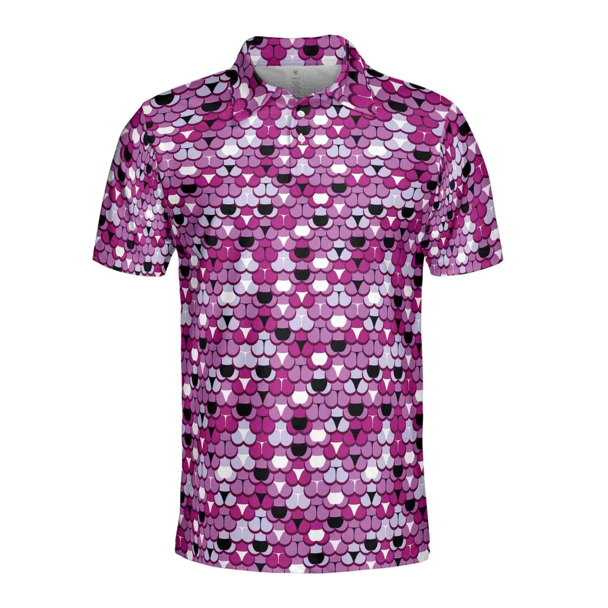 Alternative view of Funny Cute Lady Purple Panties Pattern Golf Men's Polo Shirt
