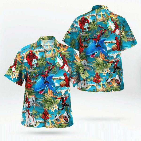 Funny Deadpool Beach Summer Time Hawaiian Shirt Tropical Aloha Button Up