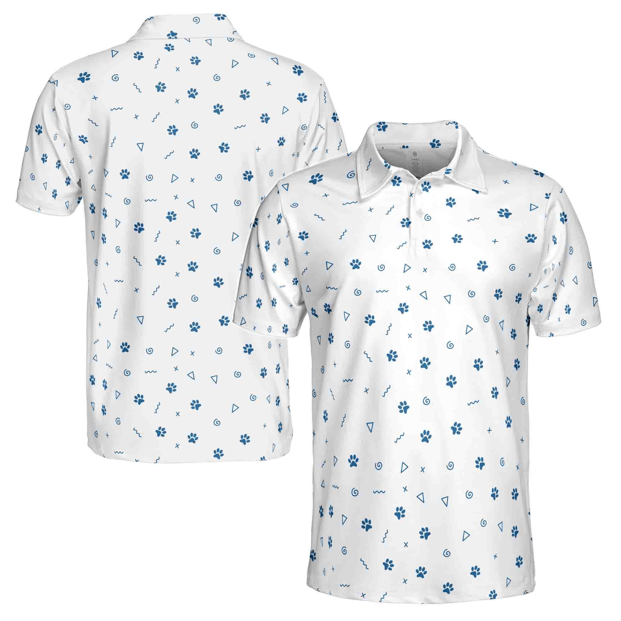 Funny Dog Paw Print Pattern Golf Men's Polo Shirt, Pet Lovers Gift