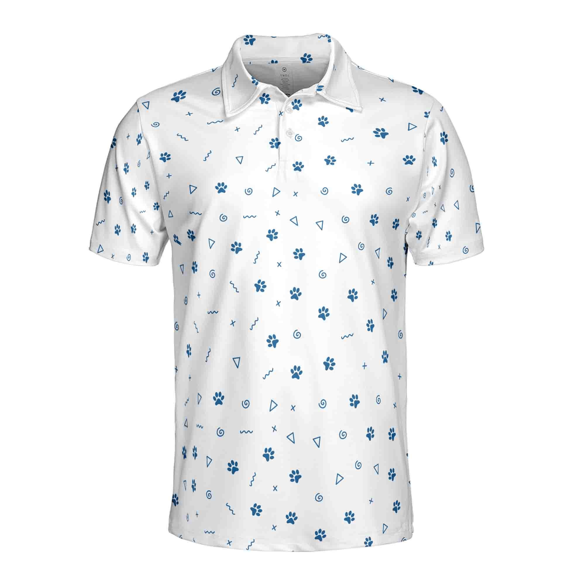 Alternative view of Funny Dog Paw Print Pattern Golf Men's Polo Shirt, Pet Lovers Gift
