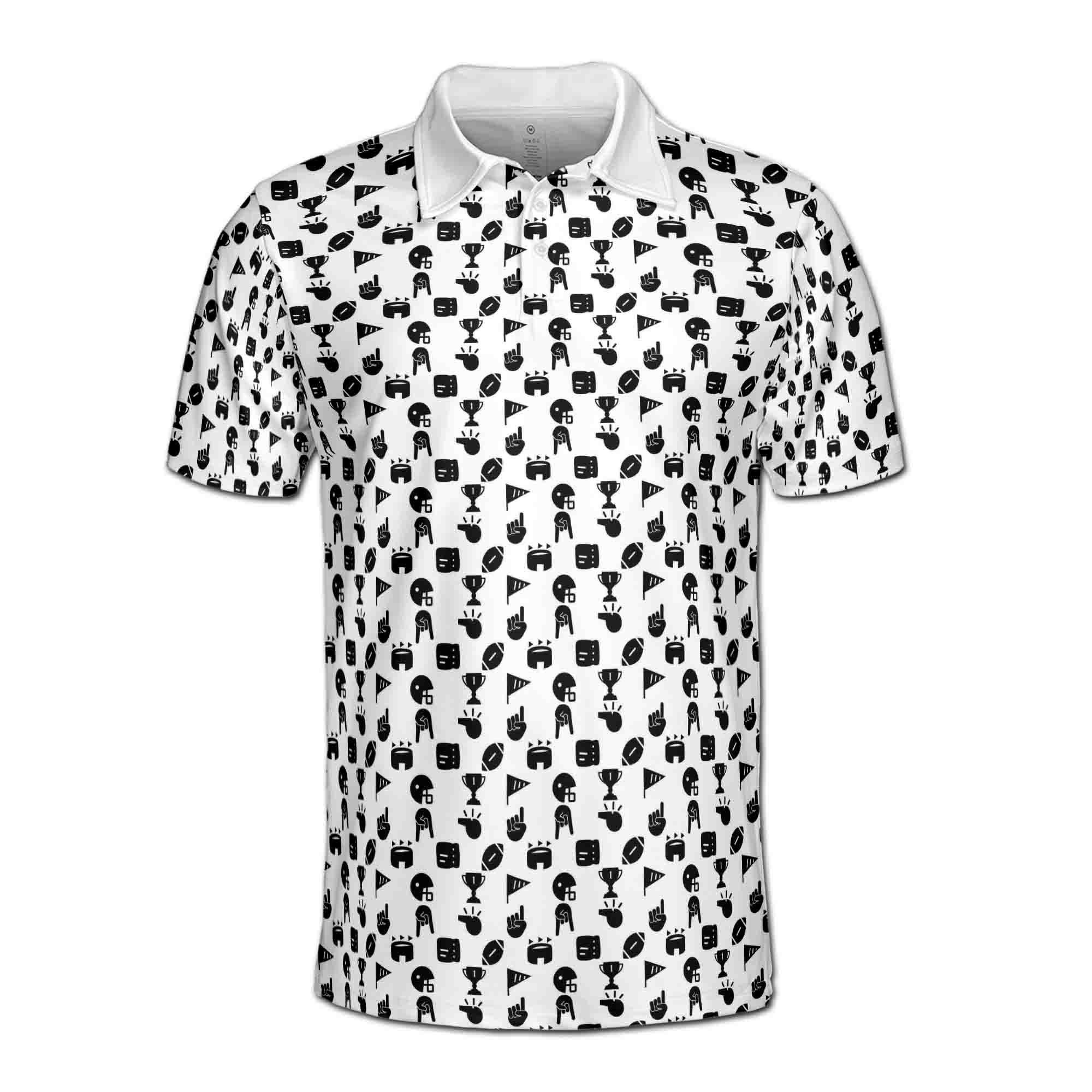 Funny Golf Award Trophy Flag Hand Whistle Fish Pattern Men's Polo Shirt - Image 6