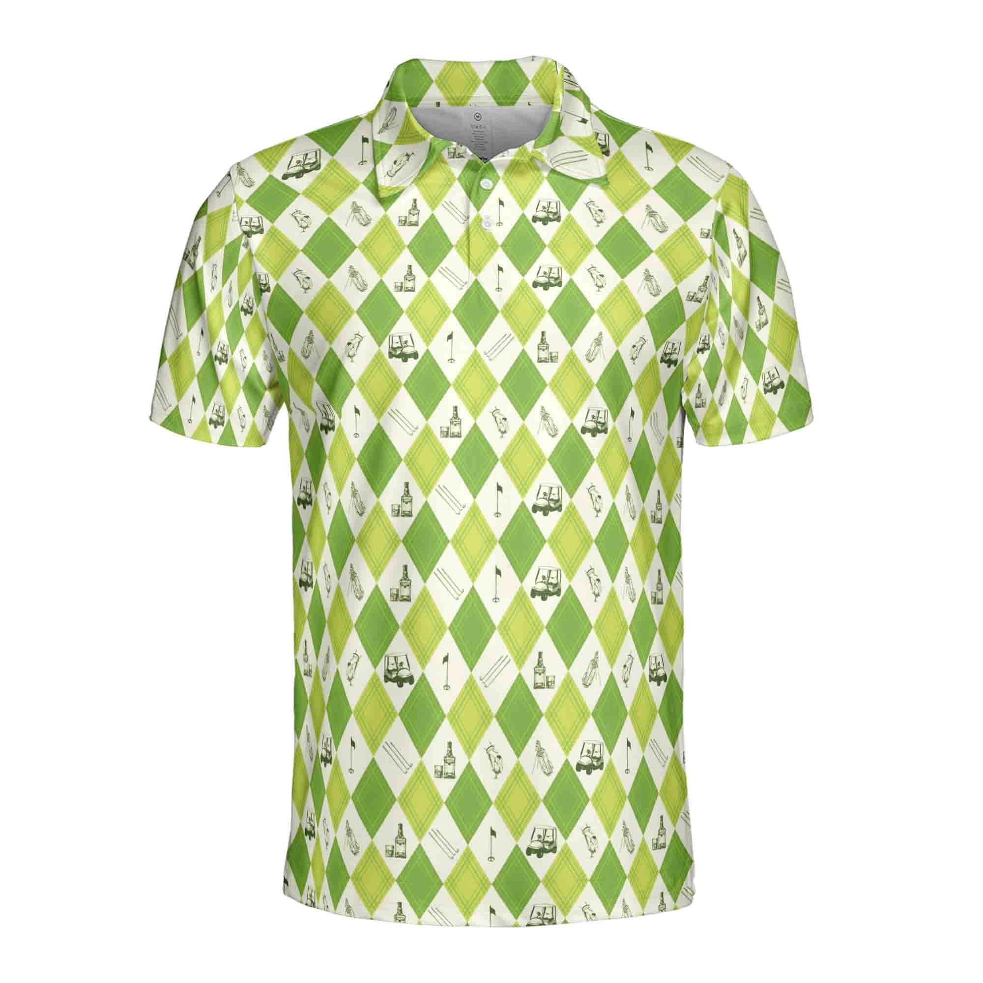 Alternative view of Funny Golf Icon Checked Pattern Golf Men's Polo Shirt