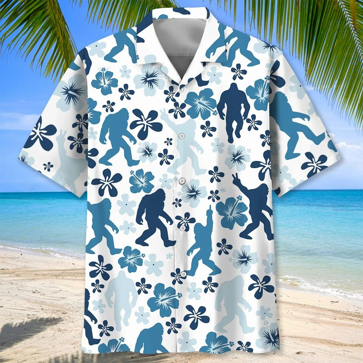 Funny Hibiscus Bigfoot Hawaiian Shirt Aloha Sasquatch Best Gift For Him