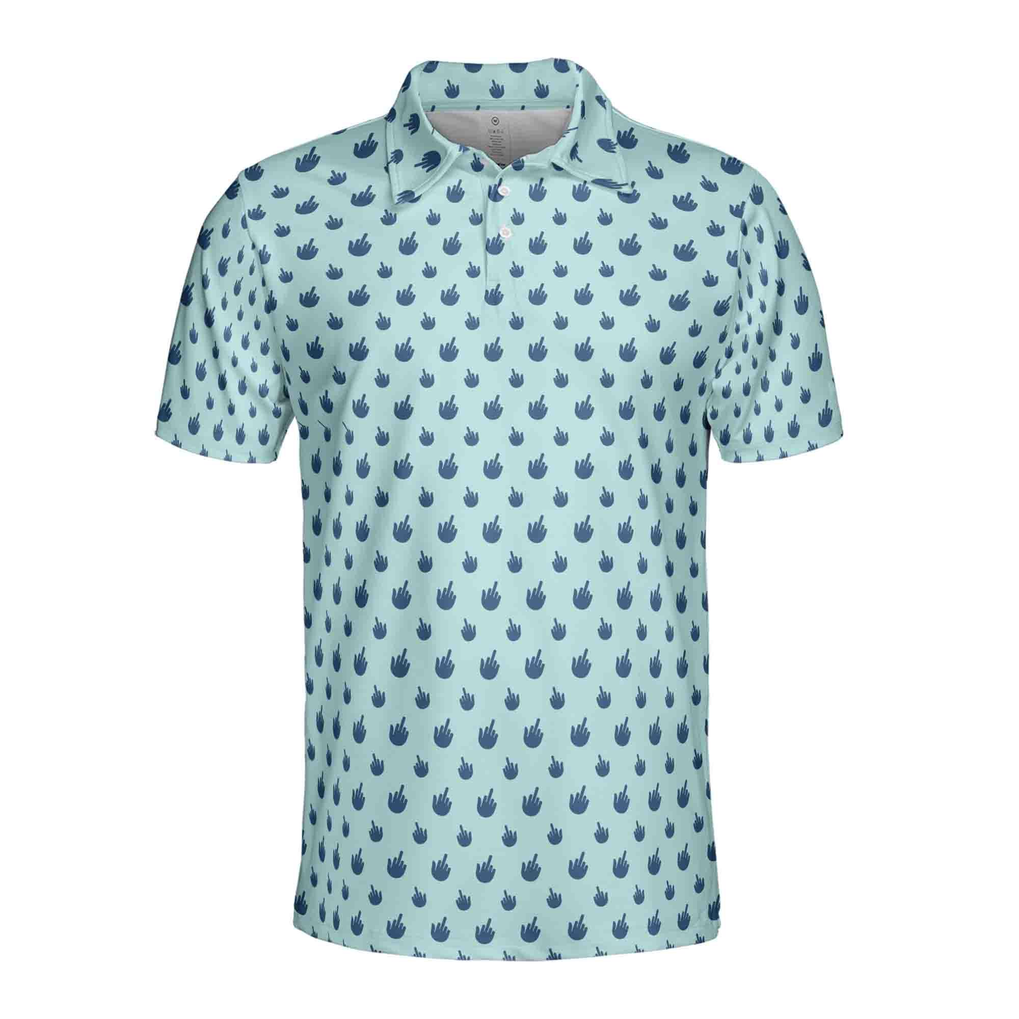 Funny Middle Finger Doodle Style Golf Men's Polo Shirt, Gift For Golf Lover - Image 5