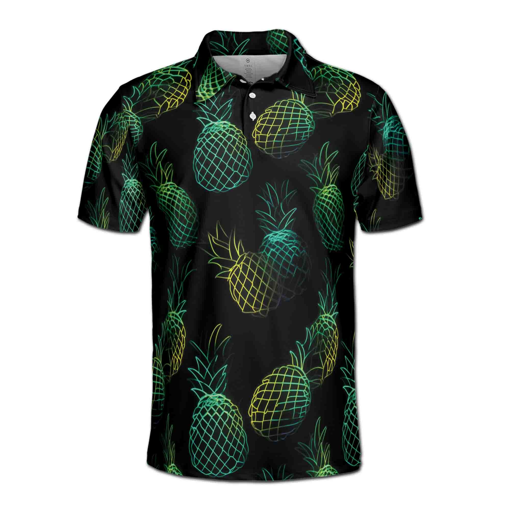 Alternative view of Funny Neon Colorful Pineapple In Dark Golf Men's Polo Shirt