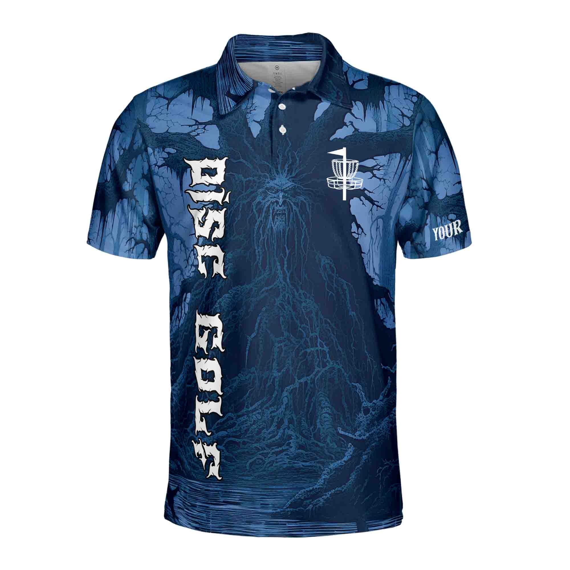 Alternative view of Funny Personalized Name Discs Golf Blue Graphic Art Men's Polo Shirt