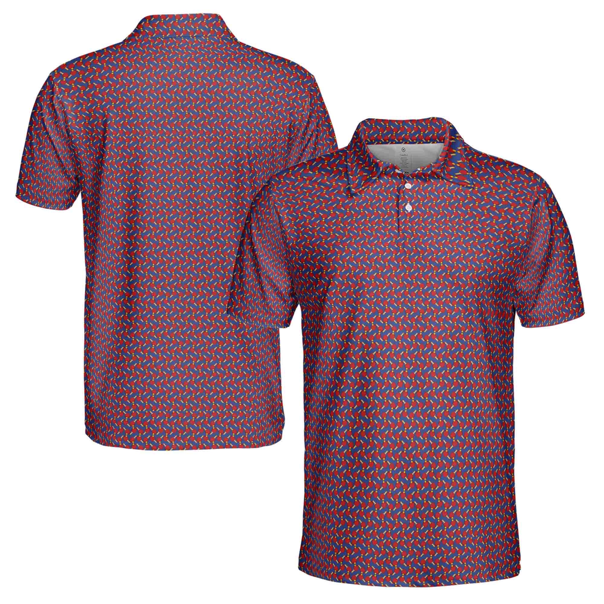 Funny Ping Pong Paddles Seamless Pattern Men's Polo Shirt