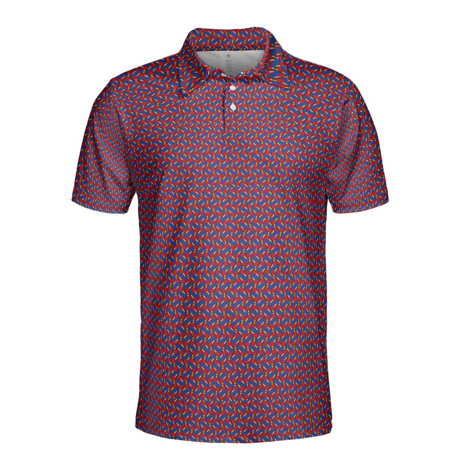 Alternative view of Funny Ping Pong Paddles Seamless Pattern Men's Polo Shirt