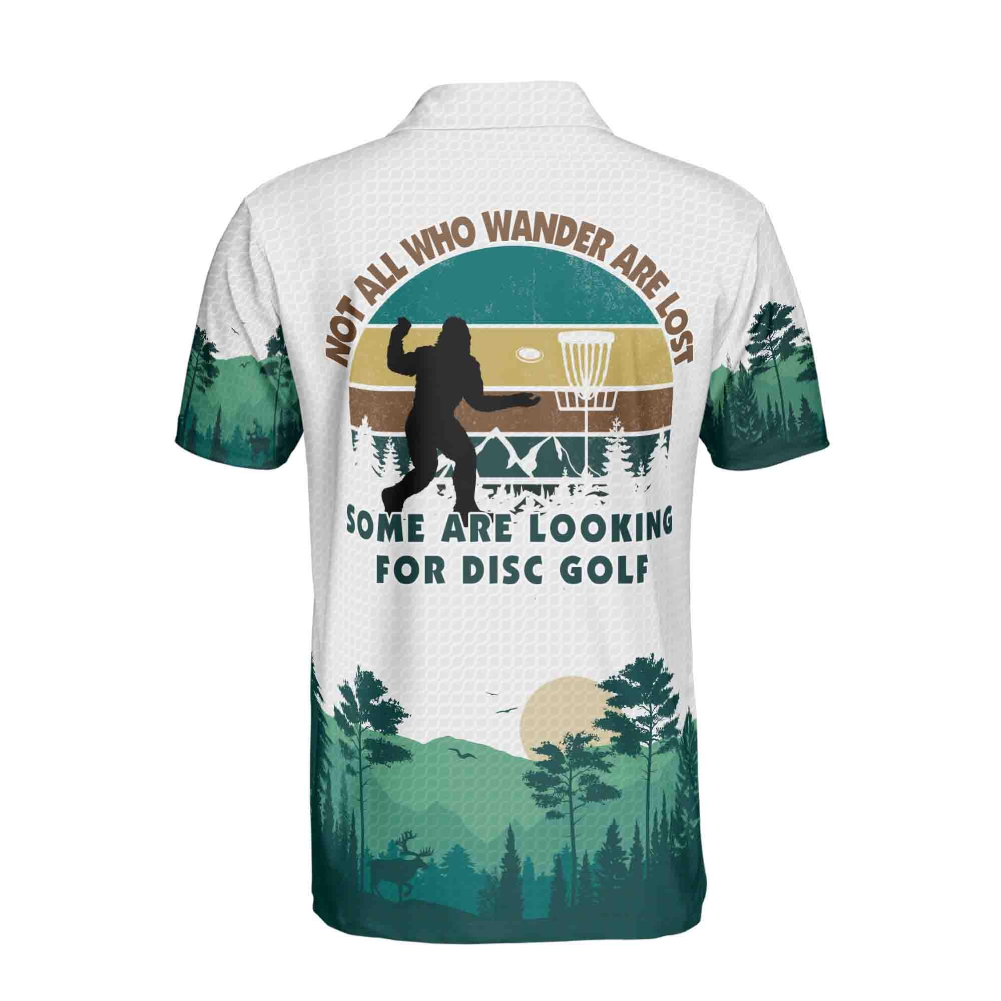 Funny Sasquatch Disc Golf Men's Polo Shirt: Retro Bigfoot Gift - Image 3