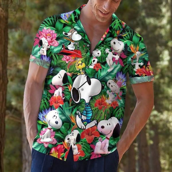 Funny Snoopy The Peanuts Cool Snoopy Hawaiian Shirt Tropical Aloha Button Up