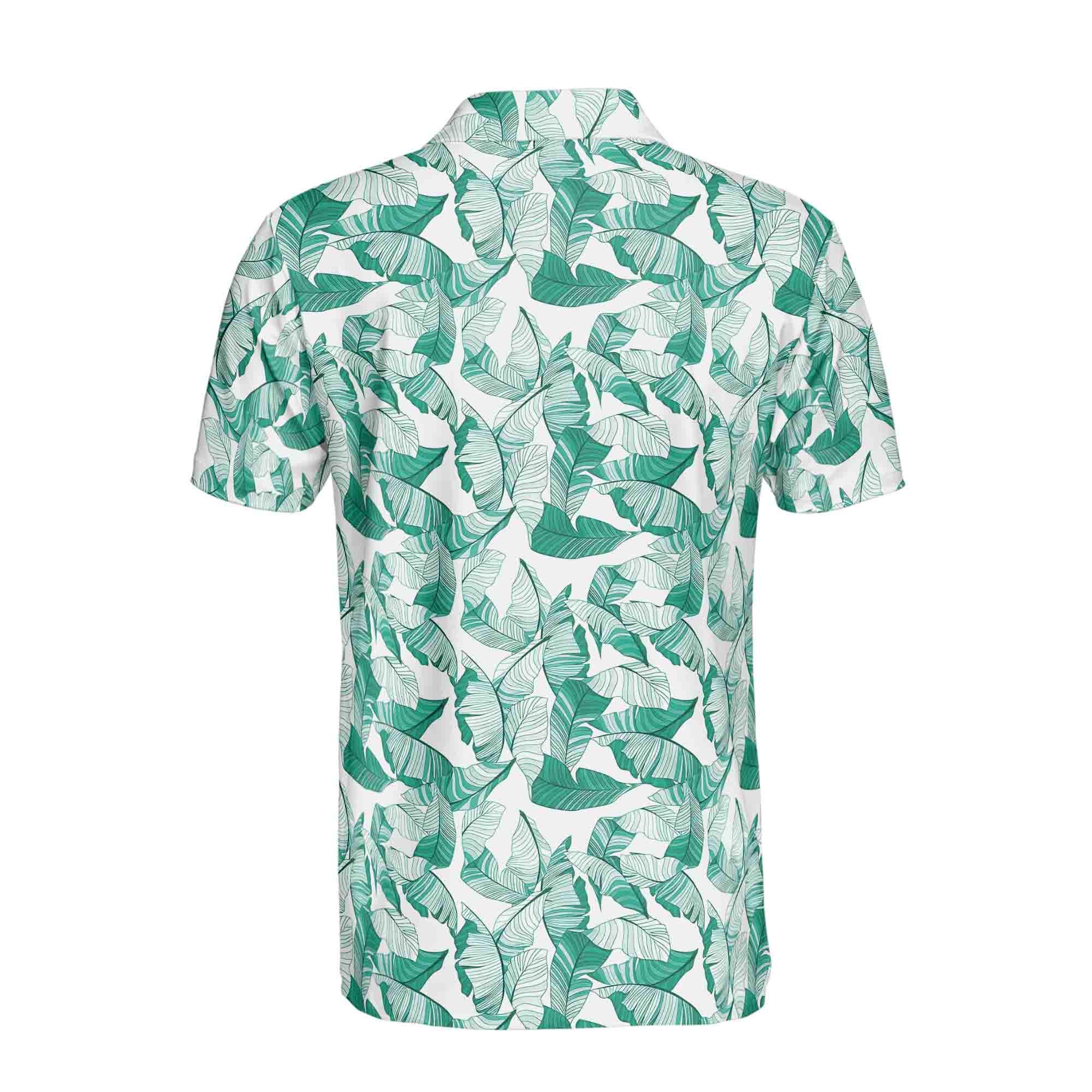 Funny Teal Tropical Plants Golf Men's Polo Shirt - Image 3