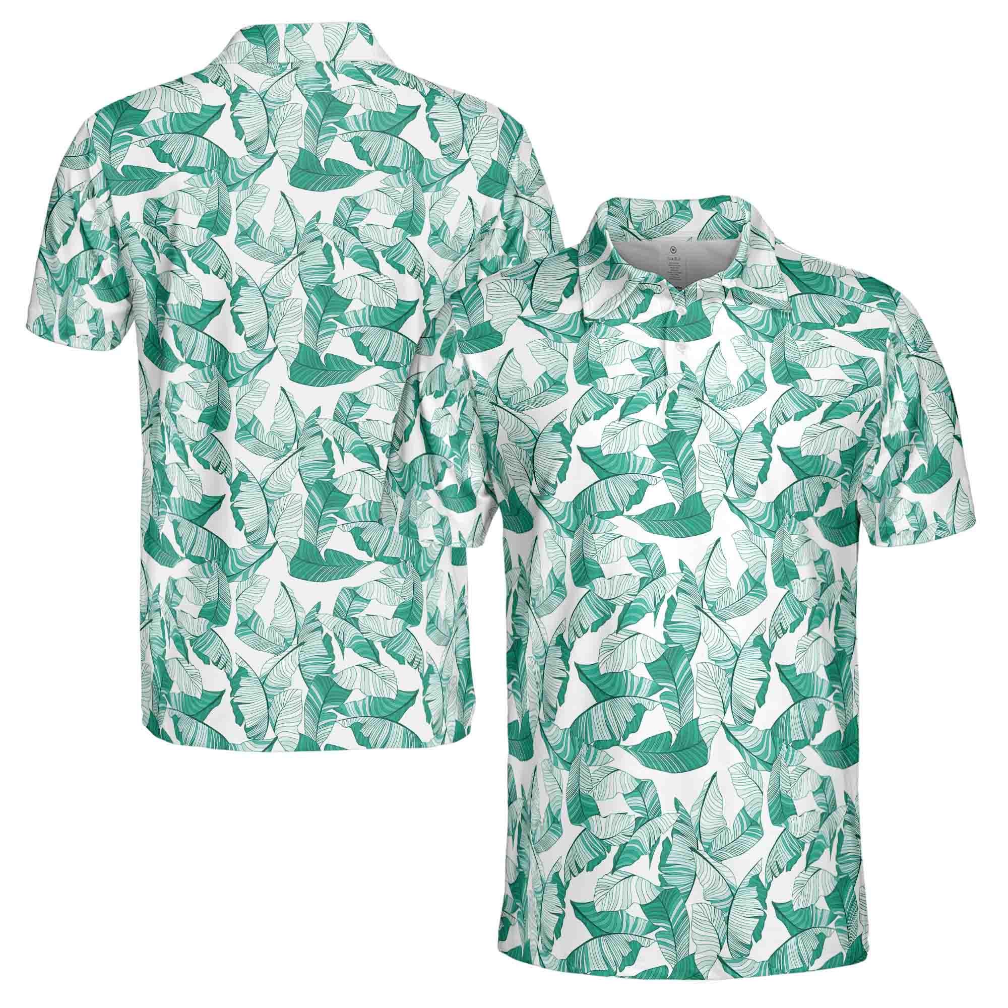 Funny Teal Tropical Plants Golf Men's Polo Shirt