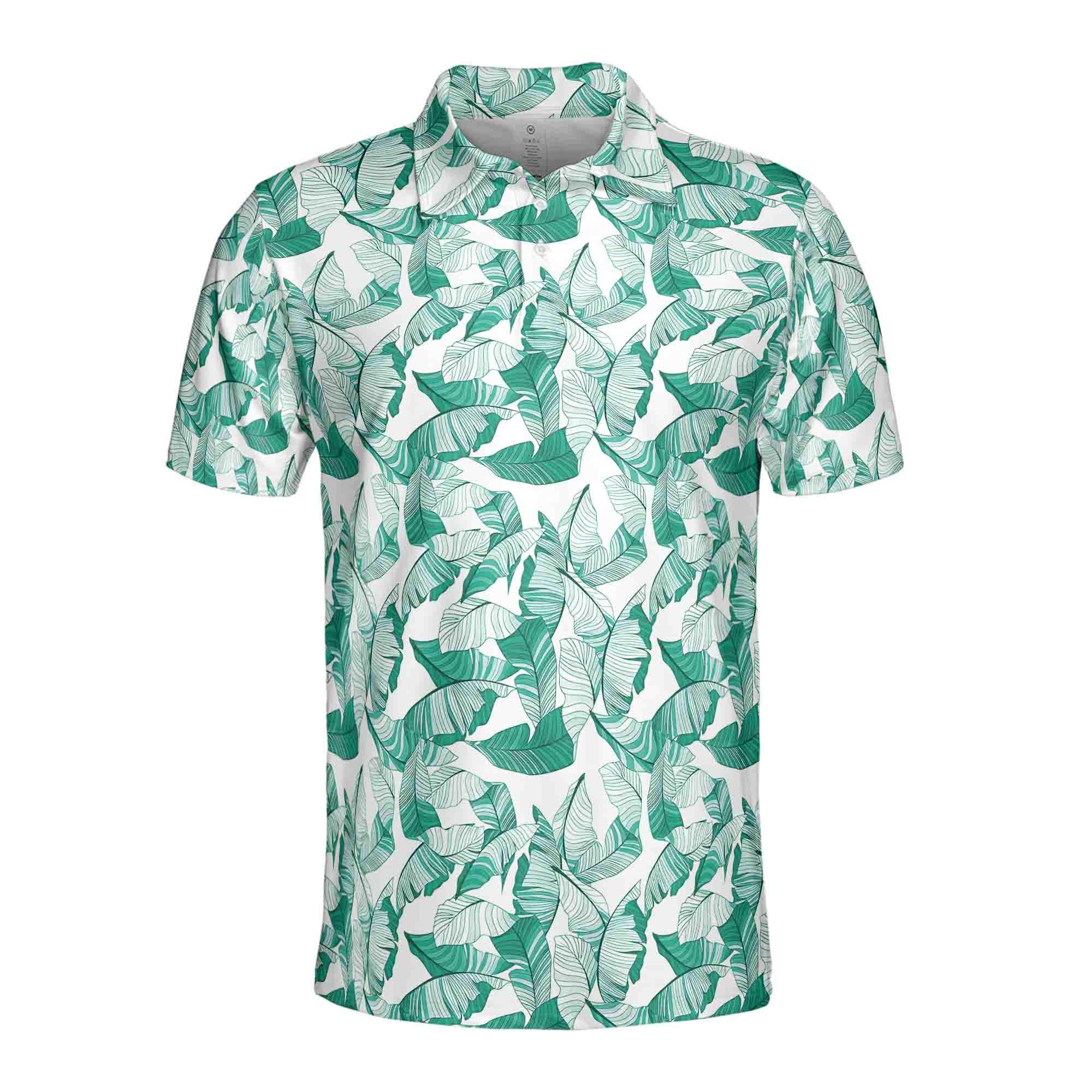 Alternative view of Funny Teal Tropical Plants Golf Men's Polo Shirt