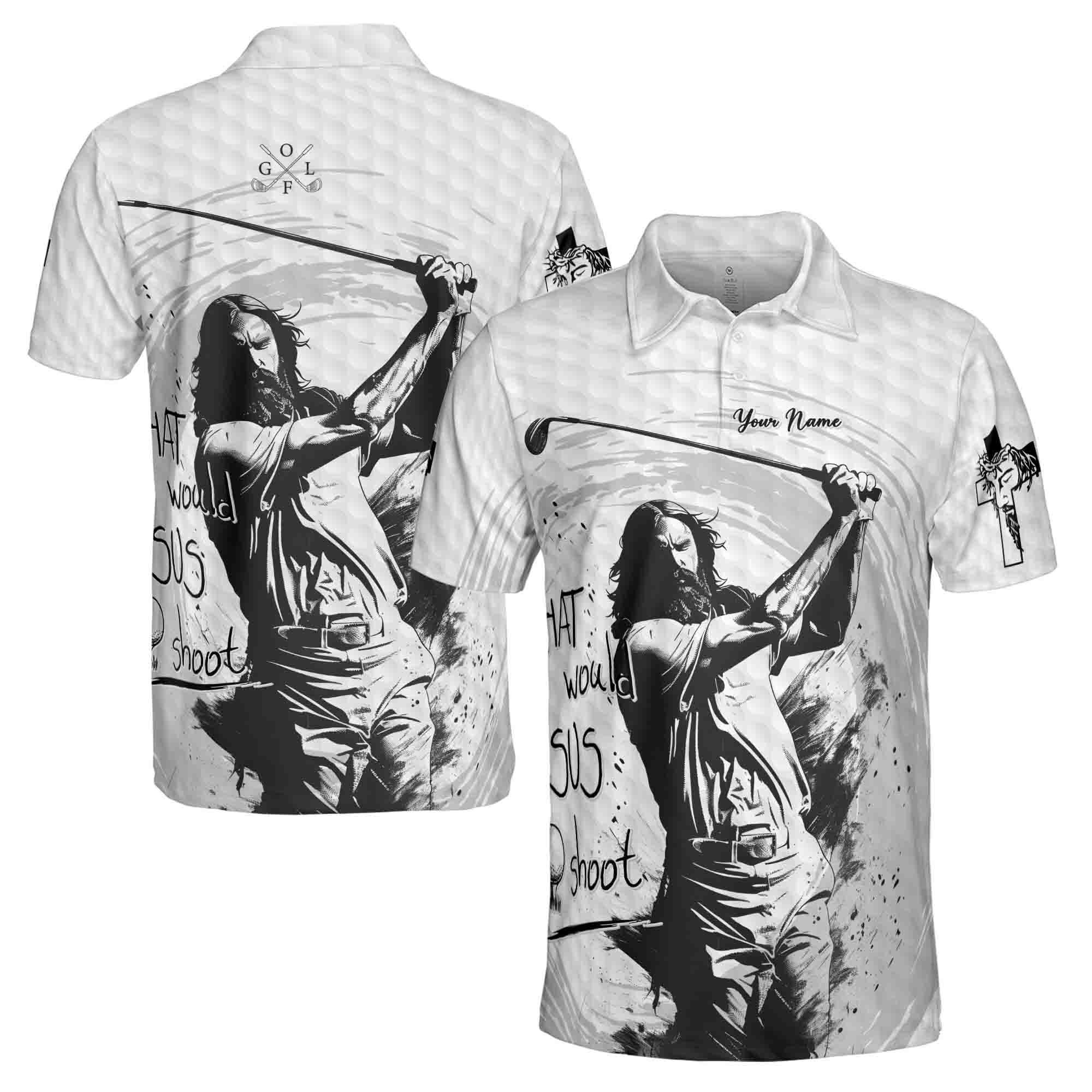 Funny What Would Jesus Shoot Golf Men's Polo Shirt