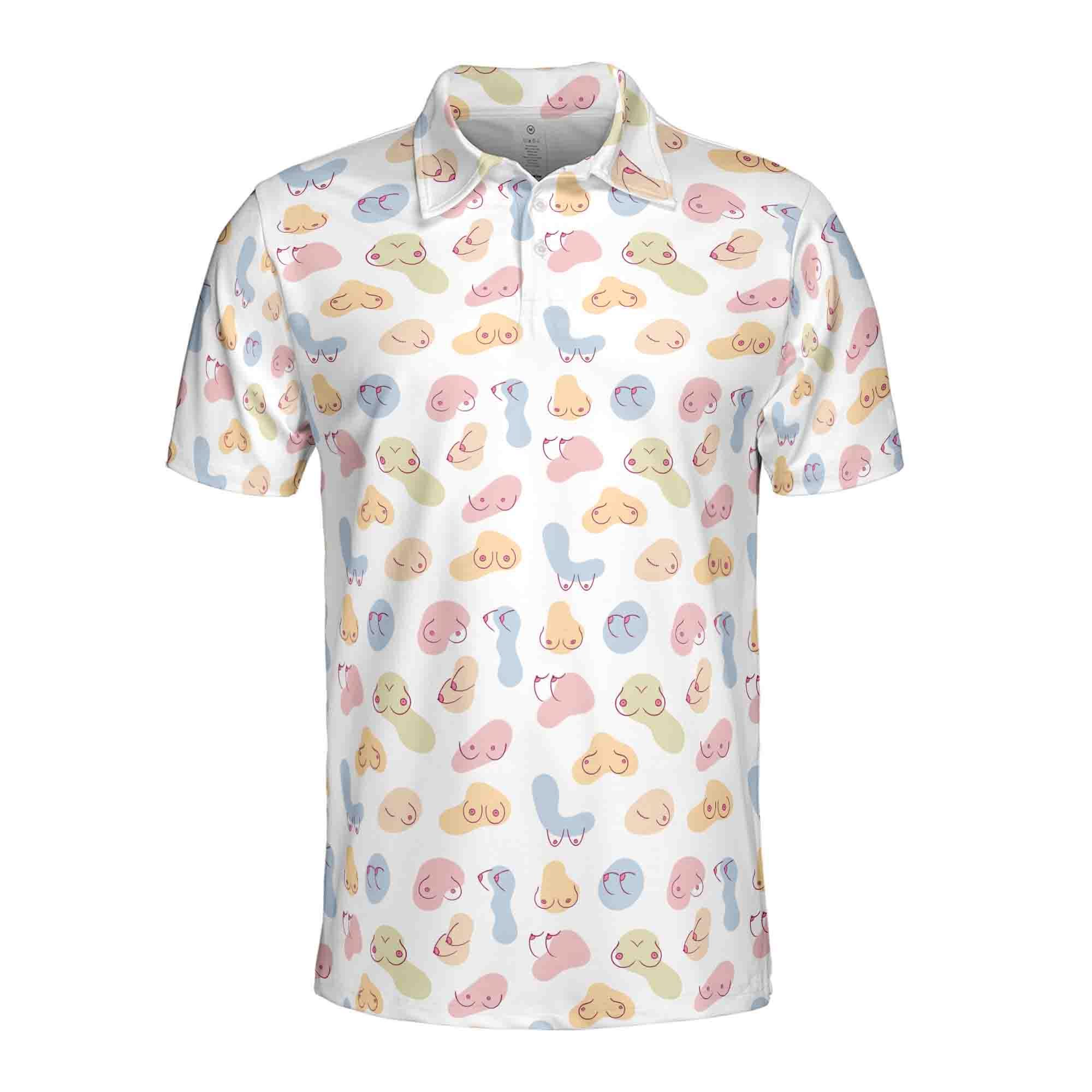 Alternative view of Funny Women Breast Doodle Pastel Color Men's Polo Shirt