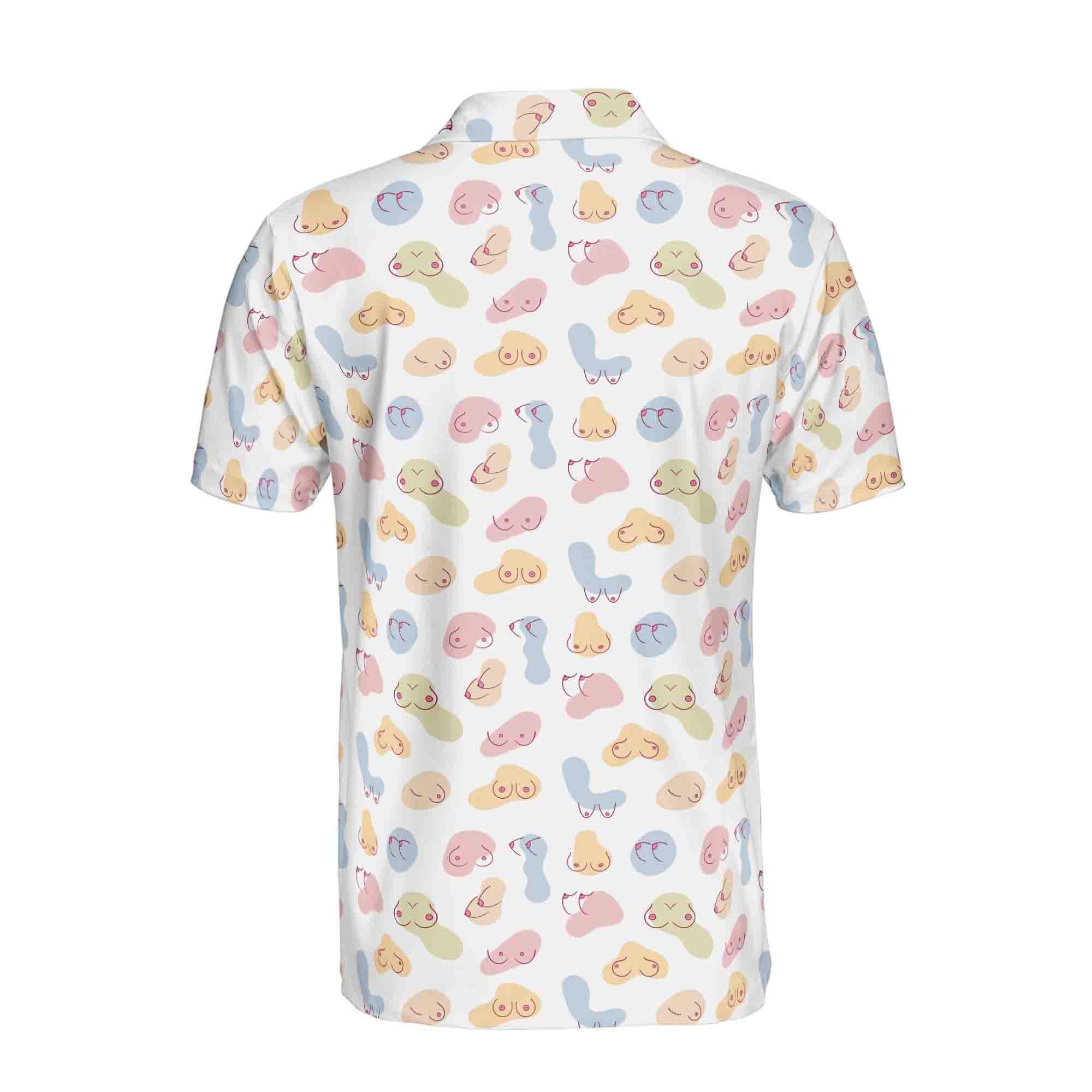Funny Women Breast Doodle Pastel Color Men's Polo Shirt - Image 3
