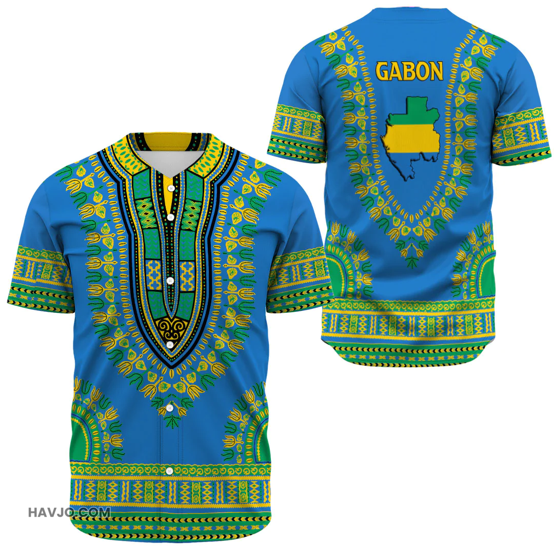 Gabon Traditional Dashiki Baseball Jersey