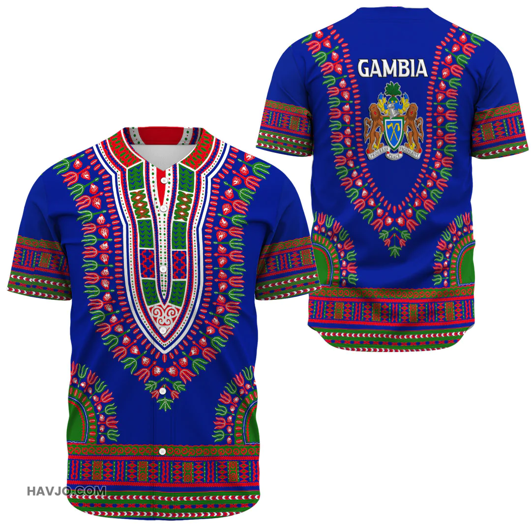 Gambia Traditional Dashiki Baseball Jersey