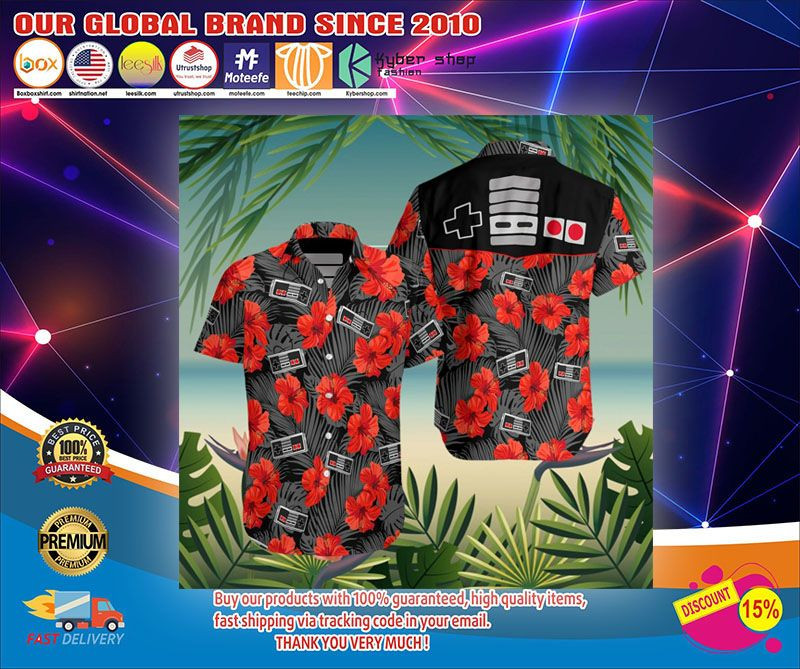 Game Controller Gamepad Hawaiian Shirt Tropical Aloha Button Up