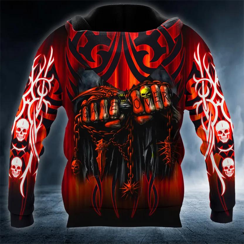 Alternative view of Game Over Grim Reaper Skull 3D All Over Print Hoodie