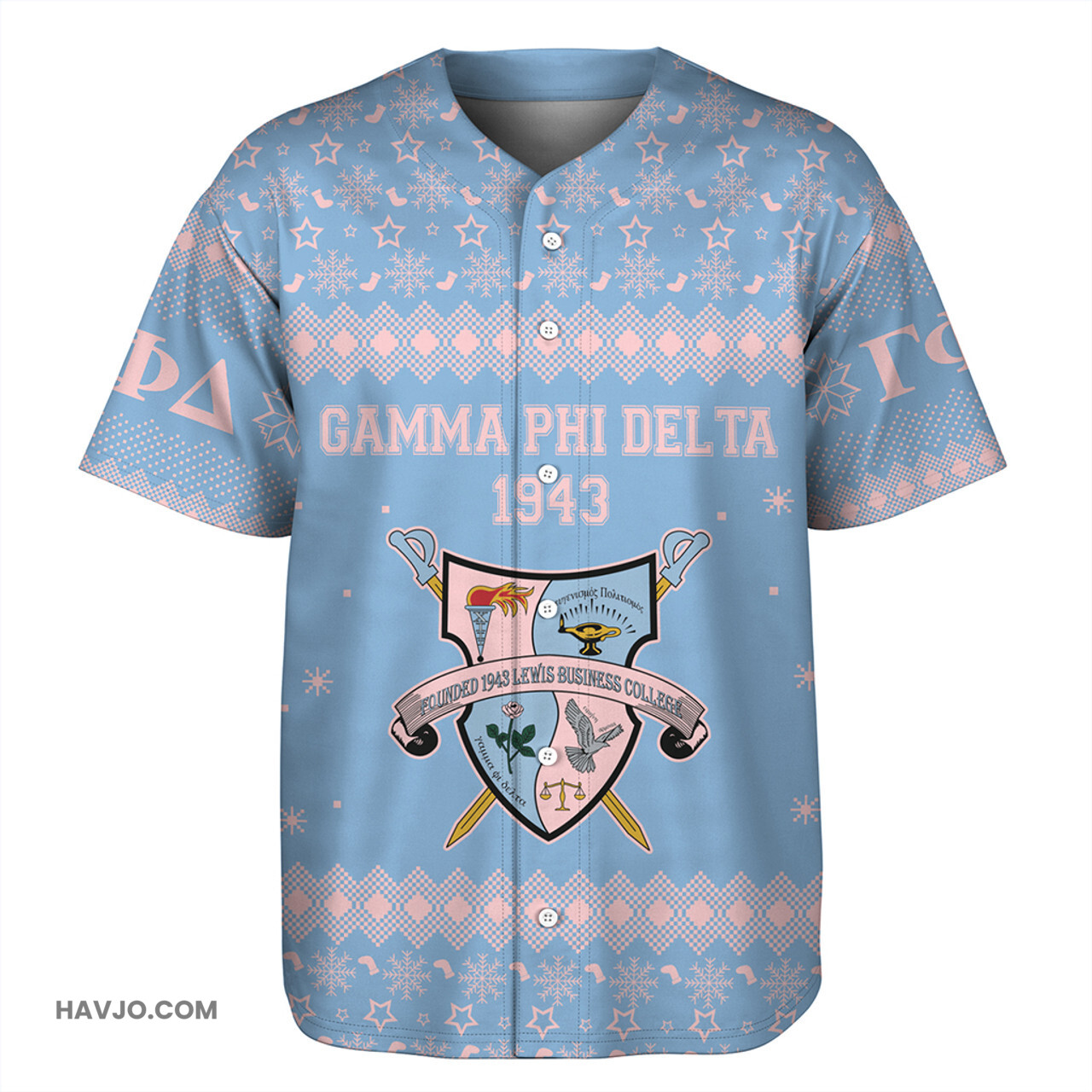 Gamma Phi Delta Christmas Mascot Greek Life Baseball Jersey