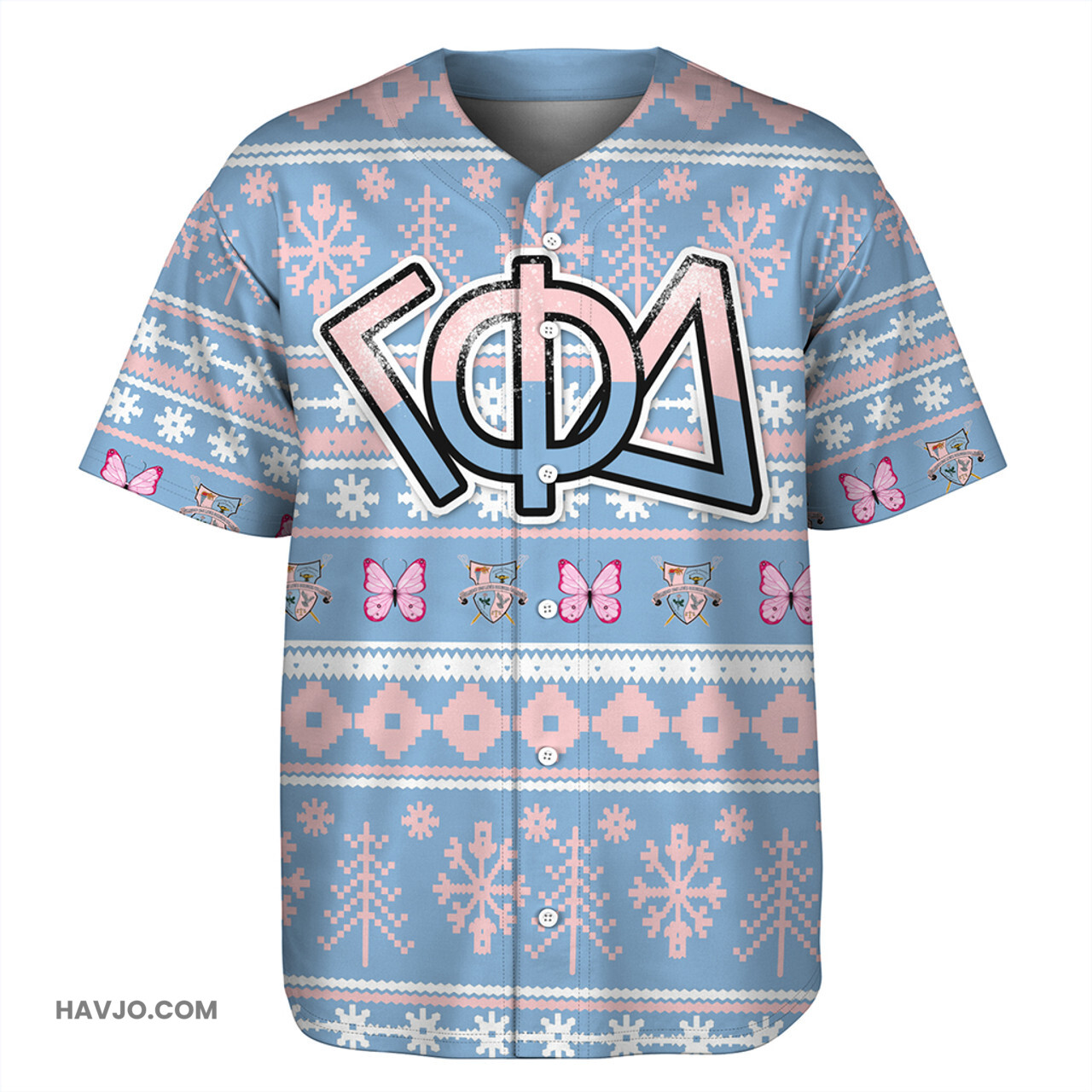 Gamma Phi Delta Christmas Style Grunge Baseball Jersey