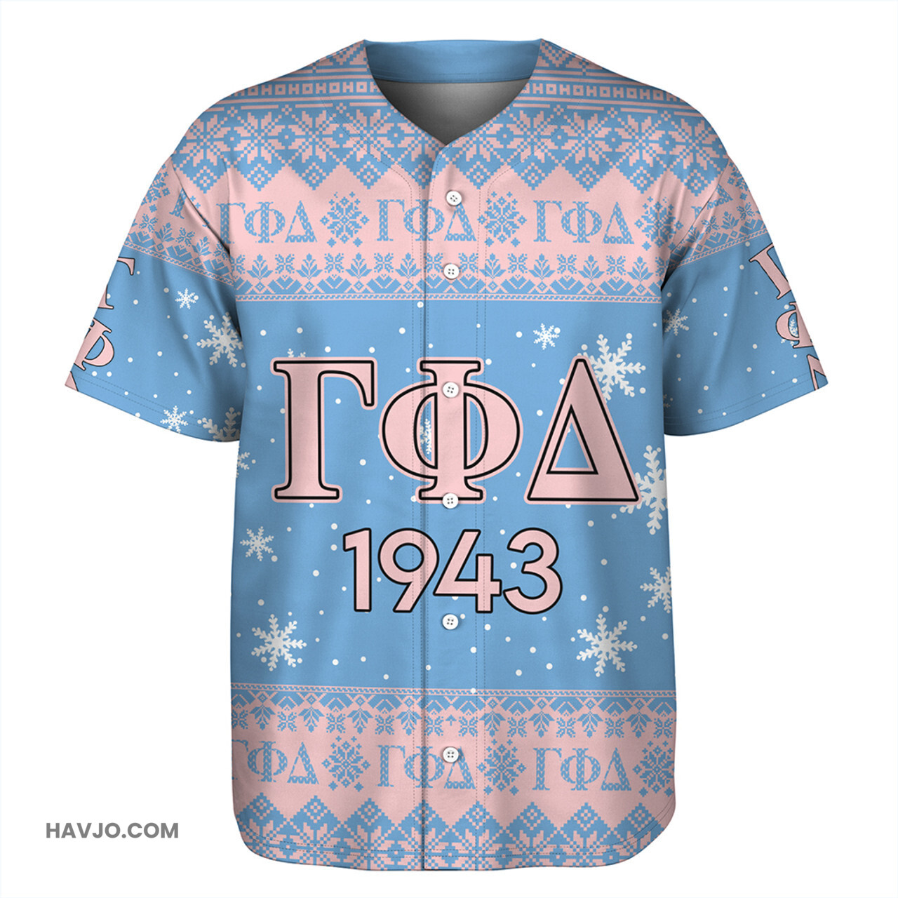 Gamma Phi Delta Christmas Symbols Design Baseball Jersey