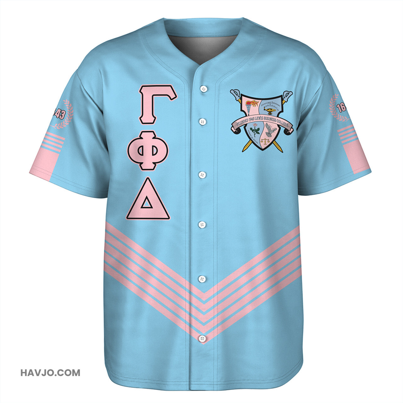 Gamma Phi Delta Crest Greek Life Baseball Jersey