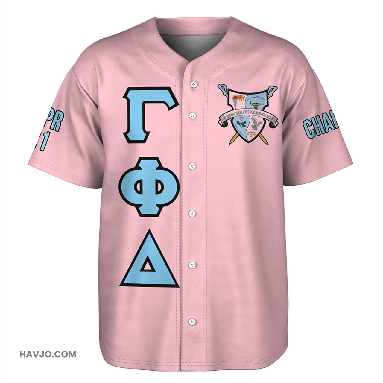 Gamma Phi Delta Custom Sorority Chapter Style Color Baseball Jersey
