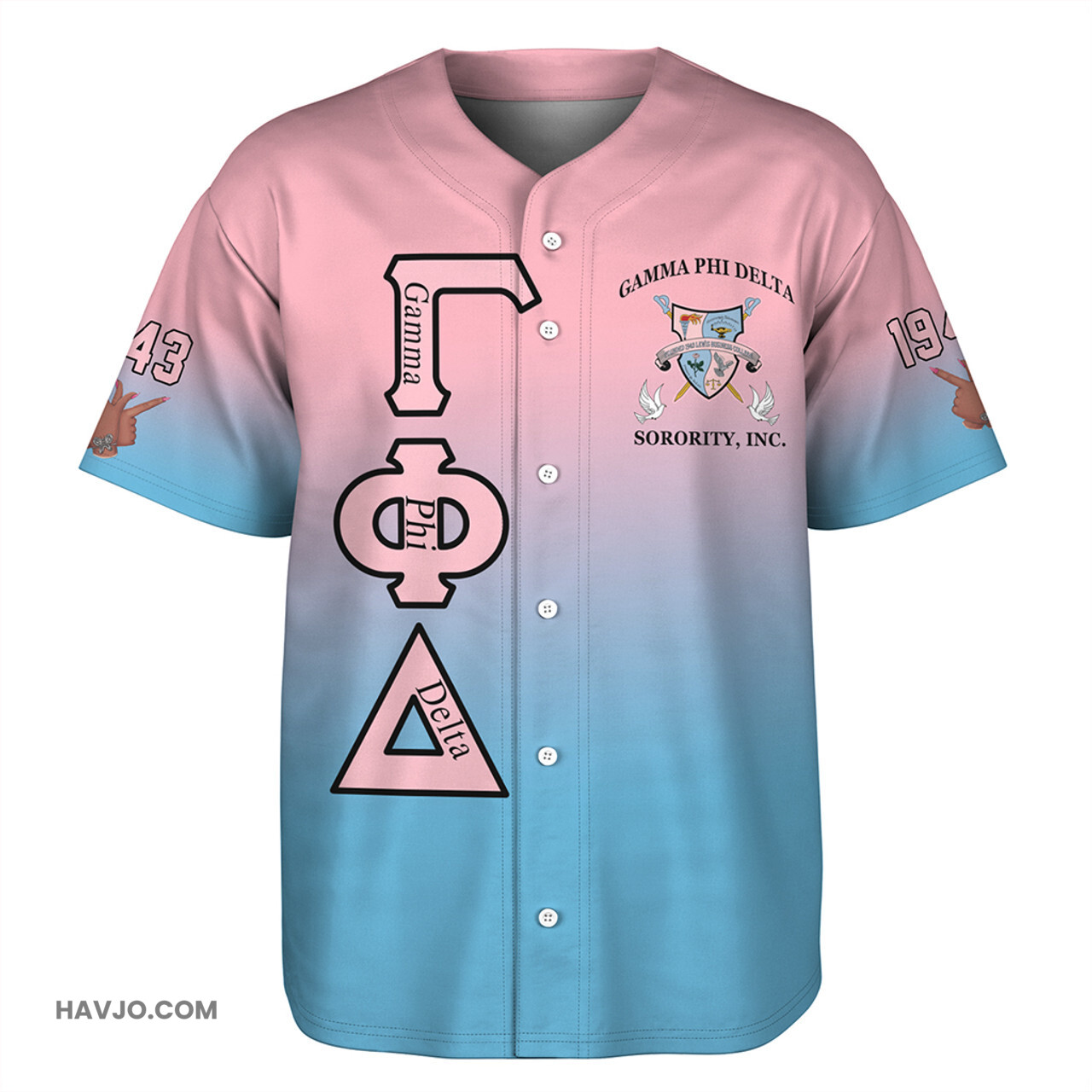 Gamma Phi Delta Letter Greek Life Gradient Baseball Jersey