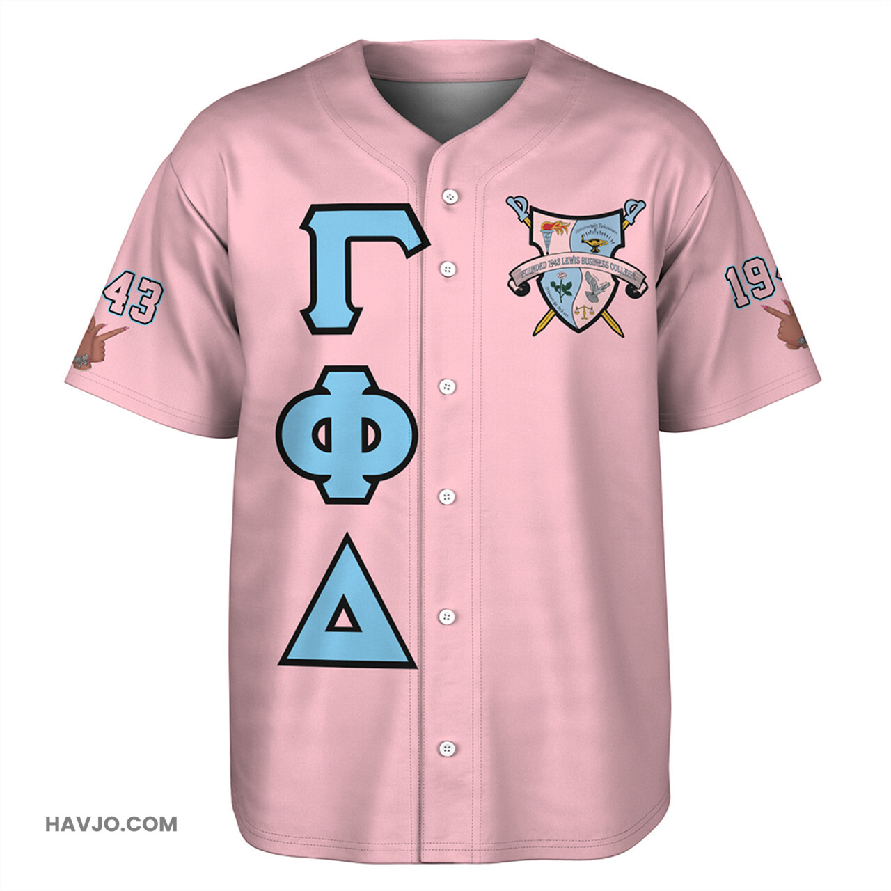 Gamma Phi Delta Letter Style Color Baseball Jersey
